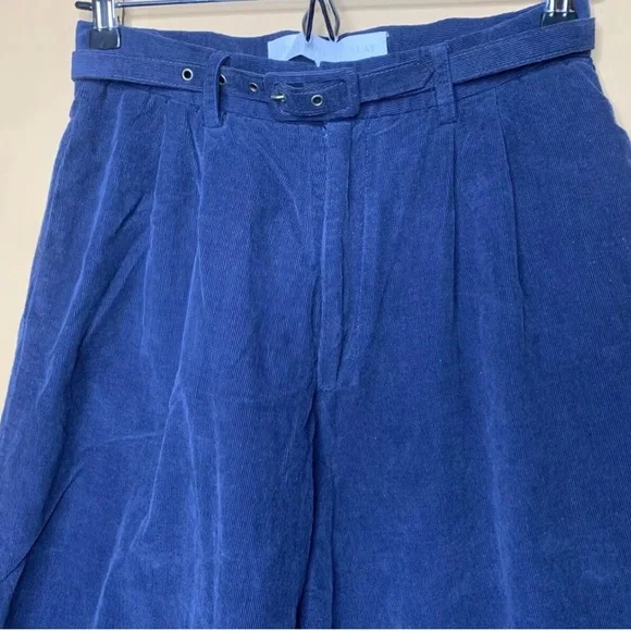Christine Alcalay Blue Corduroy Straight Leg Ankle Length Pants